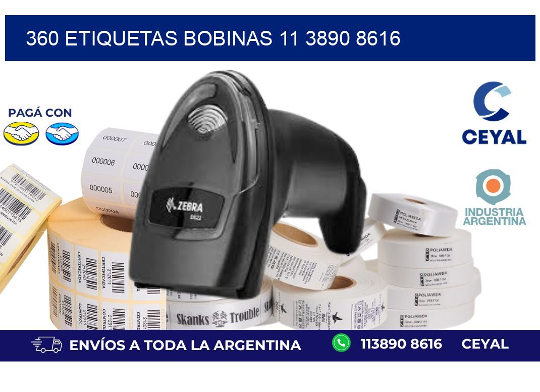 360 ETIQUETAS BOBINAS 11 3890 8616