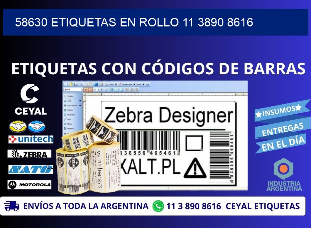 58630 ETIQUETAS EN ROLLO 11 3890 8616