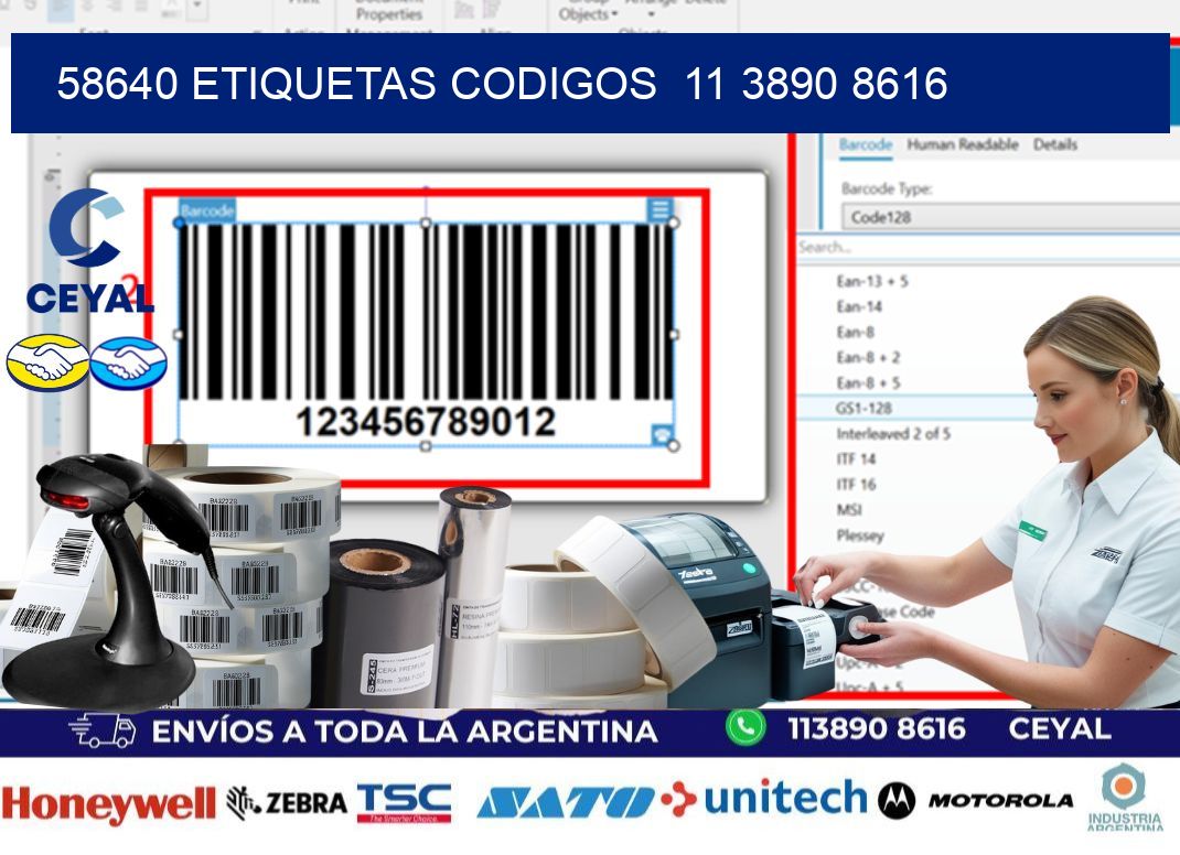 58640 ETIQUETAS CODIGOS  11 3890 8616