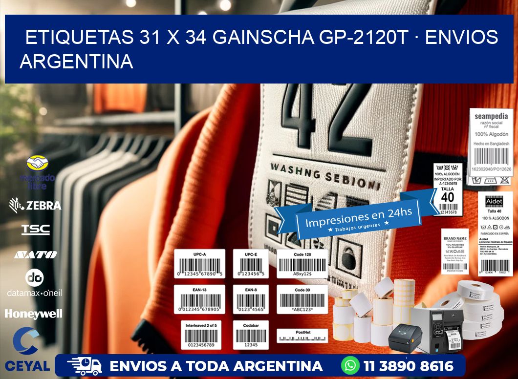 ETIQUETAS 31 x 34 GAINSCHA GP-2120T · ENVIOS ARGENTINA