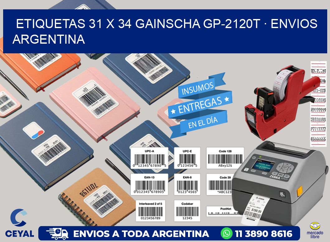 ETIQUETAS 31 x 34 GAINSCHA GP-2120T · ENVIOS ARGENTINA