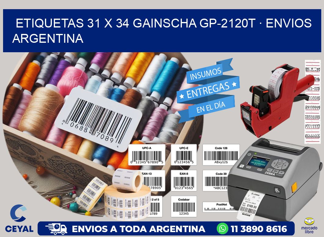 ETIQUETAS 31 x 34 GAINSCHA GP-2120T · ENVIOS ARGENTINA