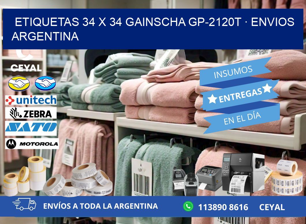 ETIQUETAS 34 x 34 GAINSCHA GP-2120T · ENVIOS ARGENTINA