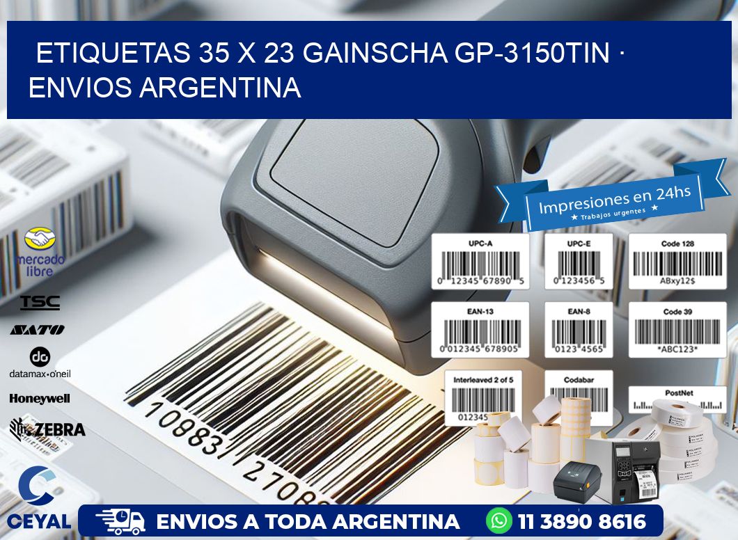ETIQUETAS 35 x 23 GAINSCHA GP-3150TIN · ENVIOS ARGENTINA