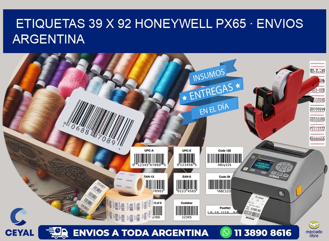 ETIQUETAS 39 x 92 HONEYWELL PX65 · ENVIOS ARGENTINA