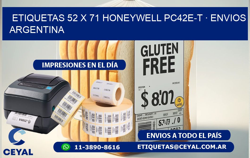 ETIQUETAS 52 x 71 HONEYWELL PC42E-T · ENVIOS ARGENTINA