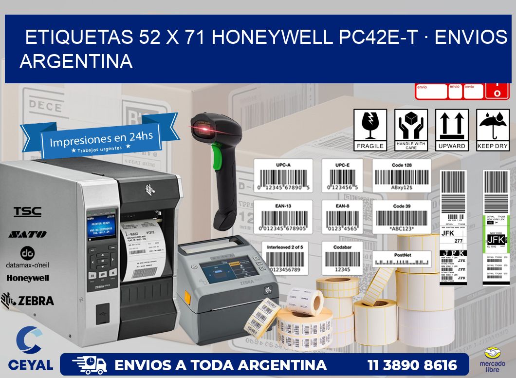 ETIQUETAS 52 x 71 HONEYWELL PC42E-T · ENVIOS ARGENTINA