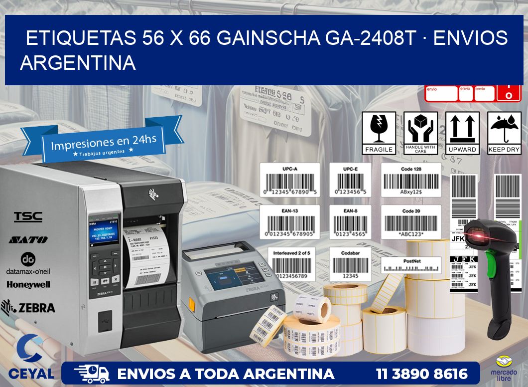 ETIQUETAS 56 x 66 GAINSCHA GA-2408T · ENVIOS ARGENTINA