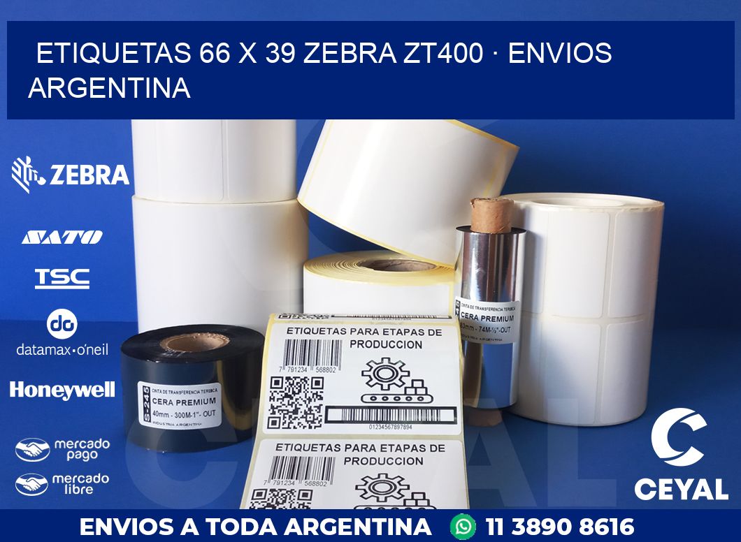 ETIQUETAS 66 x 39 ZEBRA ZT400 · ENVIOS ARGENTINA