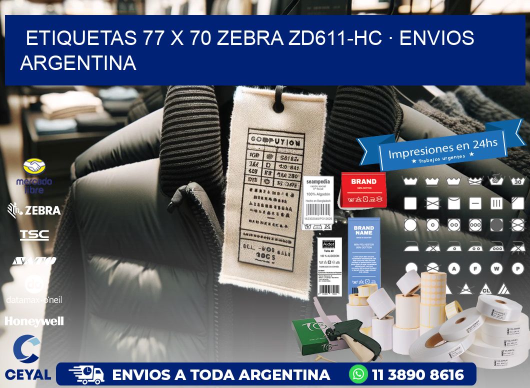 ETIQUETAS 77 x 70 ZEBRA ZD611-HC · ENVIOS ARGENTINA