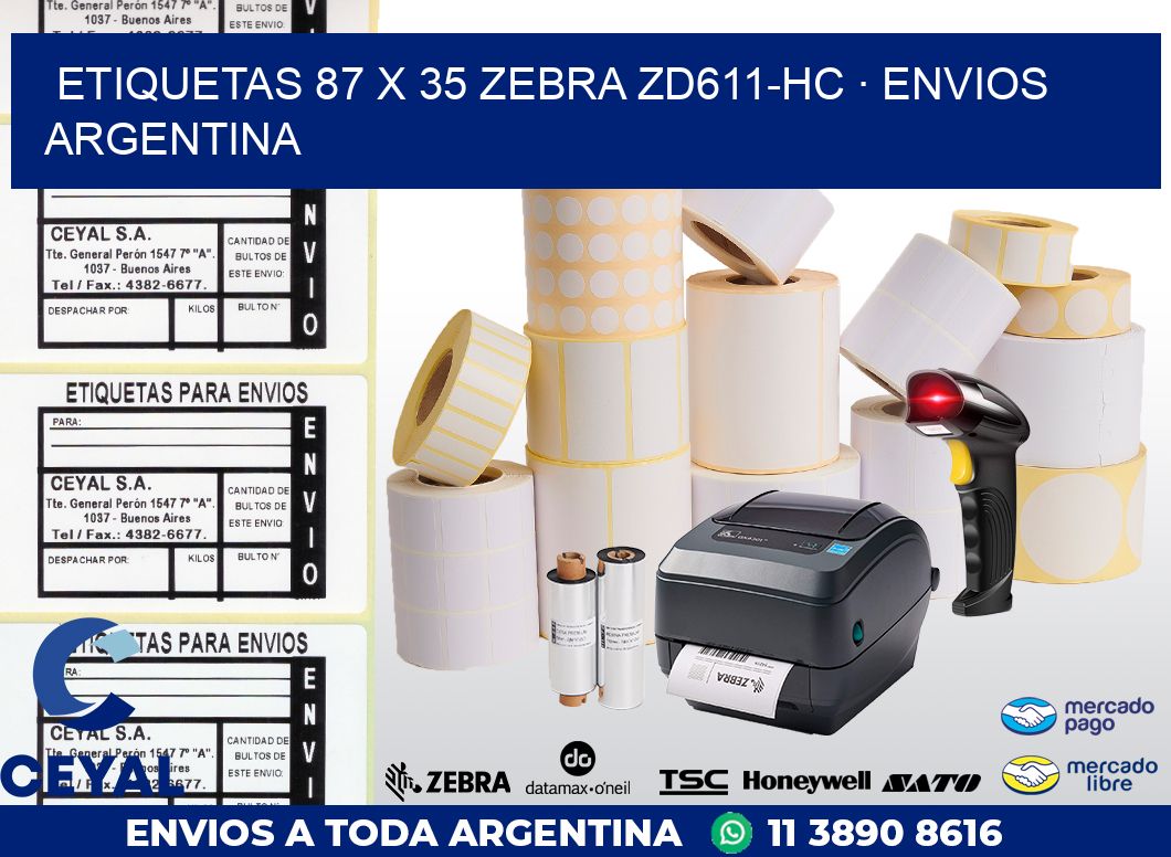 ETIQUETAS 87 x 35 ZEBRA ZD611-HC · ENVIOS ARGENTINA