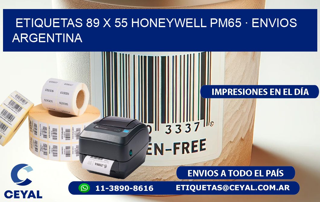 ETIQUETAS 89 x 55 HONEYWELL PM65 · ENVIOS ARGENTINA