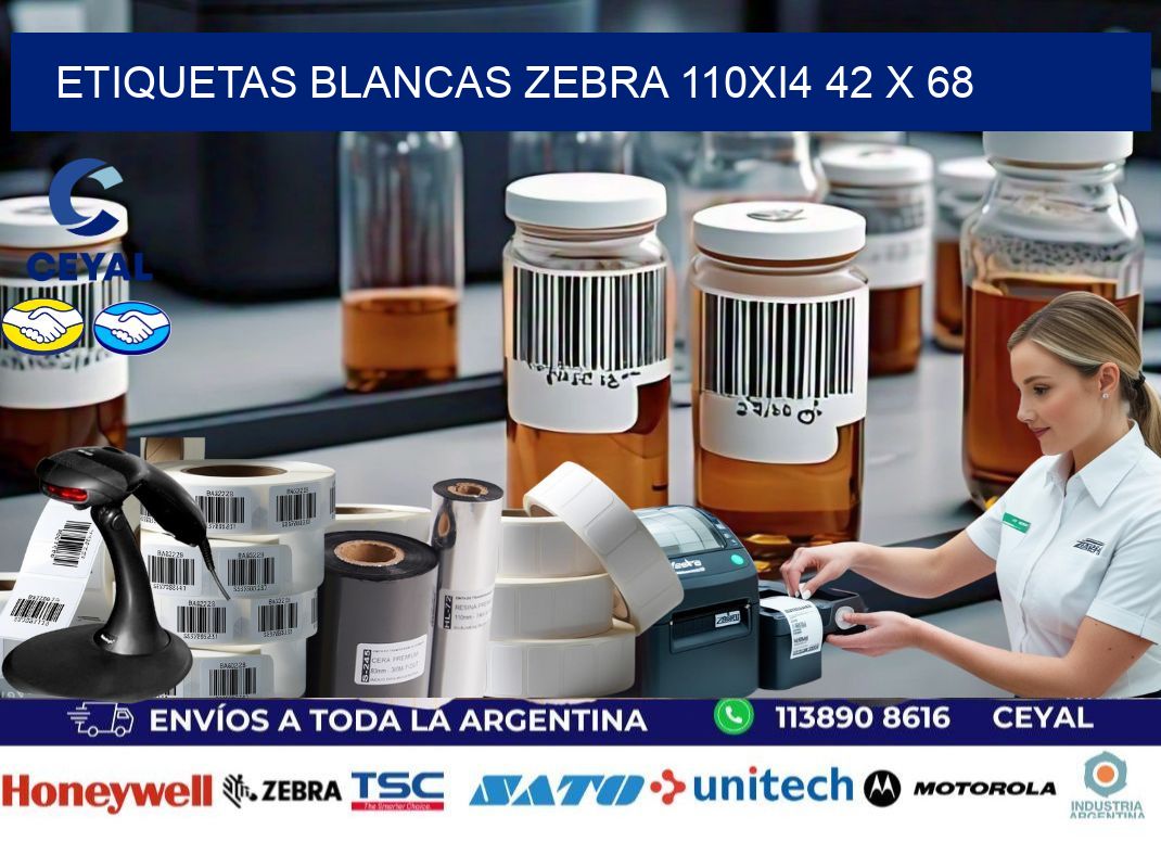 ETIQUETAS BLANCAS ZEBRA 110Xi4 42 x 68