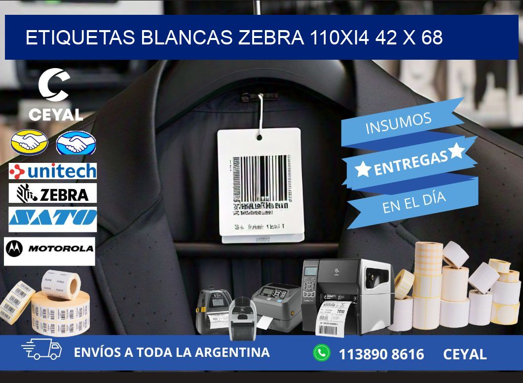 ETIQUETAS BLANCAS ZEBRA 110Xi4 42 x 68