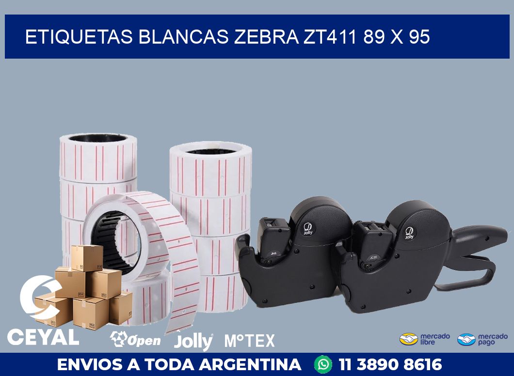 ETIQUETAS BLANCAS ZEBRA ZT411 89 x 95