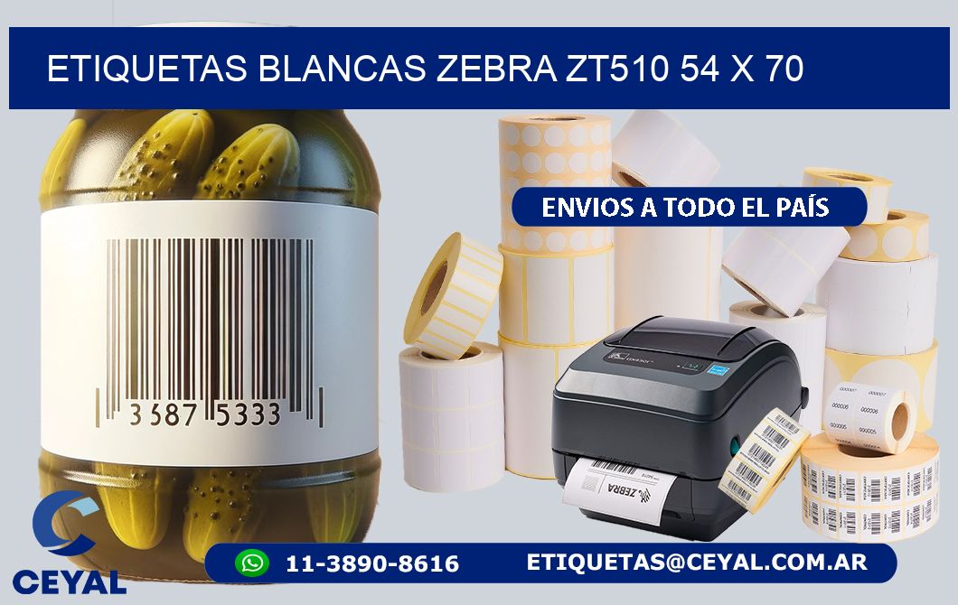 ETIQUETAS BLANCAS ZEBRA ZT510 54 x 70