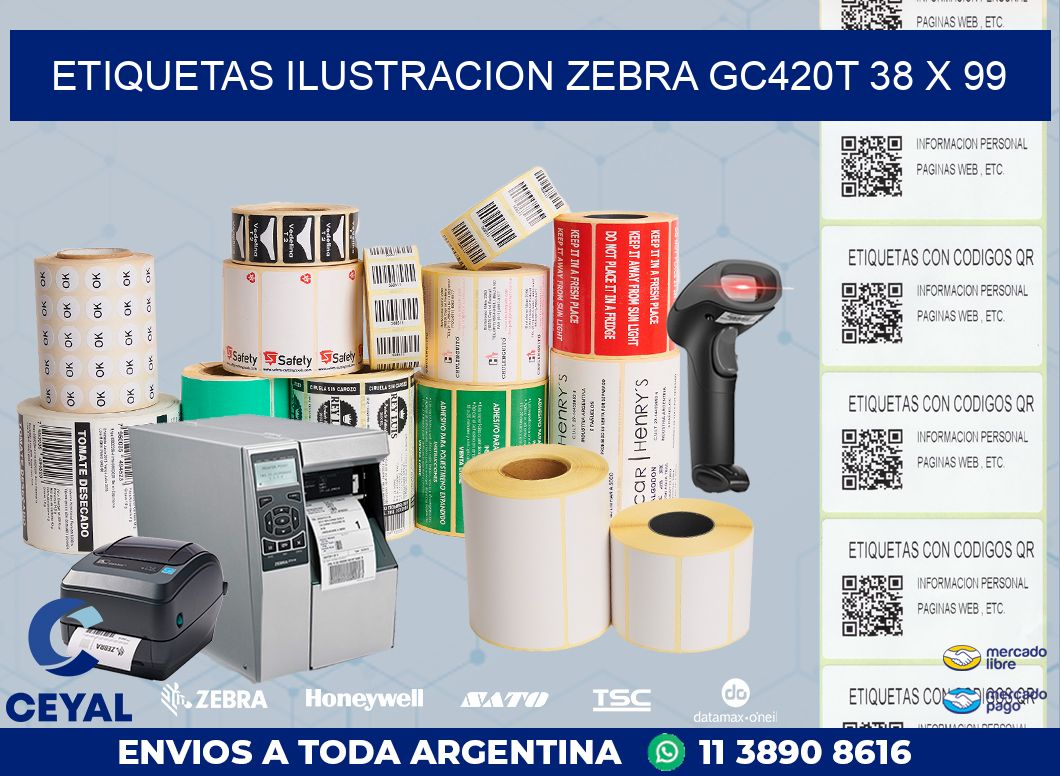 ETIQUETAS ILUSTRACION ZEBRA GC420T 38 x 99