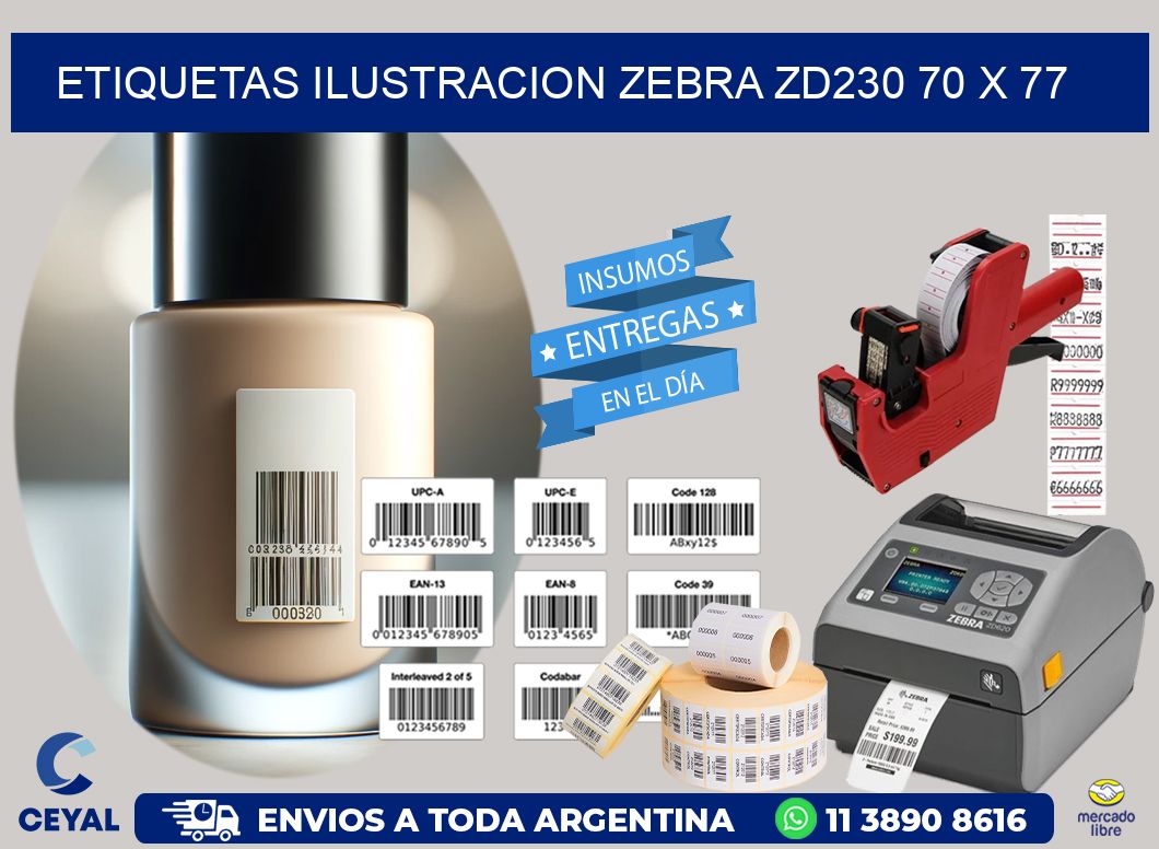 ETIQUETAS ILUSTRACION ZEBRA ZD230 70 x 77