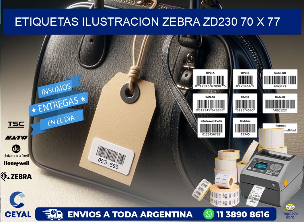 ETIQUETAS ILUSTRACION ZEBRA ZD230 70 x 77