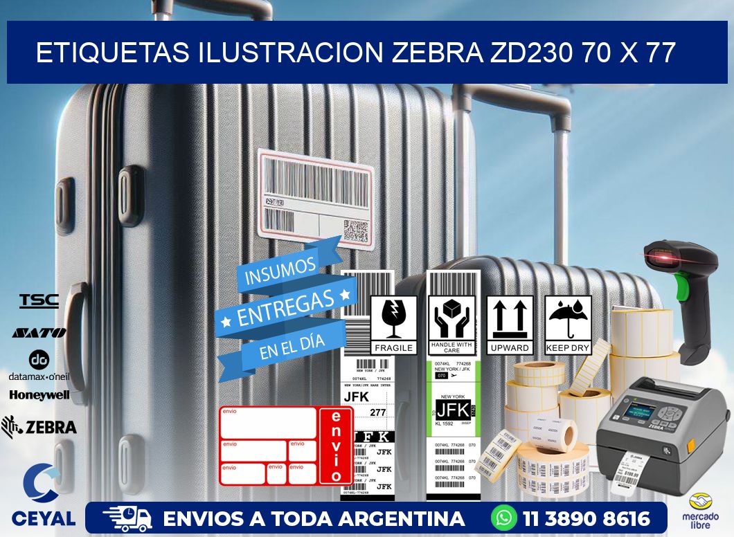 ETIQUETAS ILUSTRACION ZEBRA ZD230 70 x 77