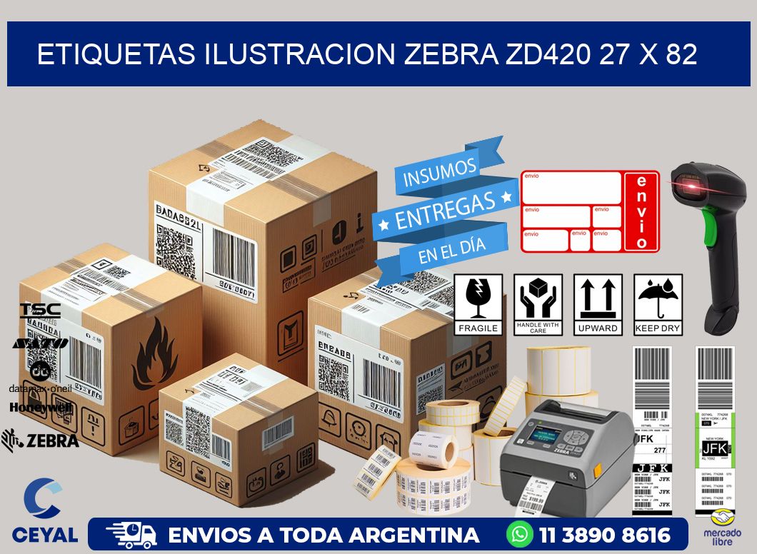 ETIQUETAS ILUSTRACION ZEBRA ZD420 27 x 82