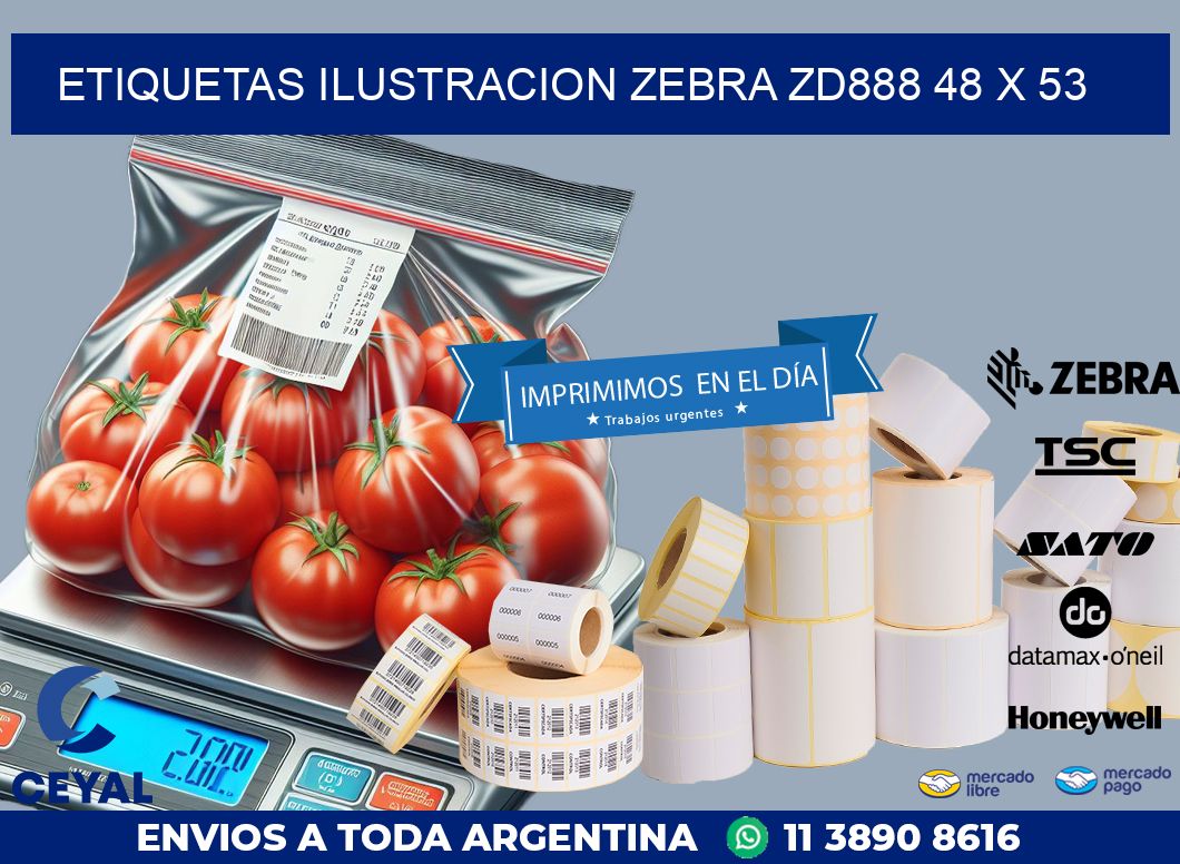 ETIQUETAS ILUSTRACION ZEBRA ZD888 48 x 53