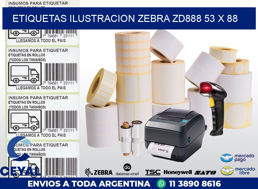 ETIQUETAS ILUSTRACION ZEBRA ZD888 53 x 88