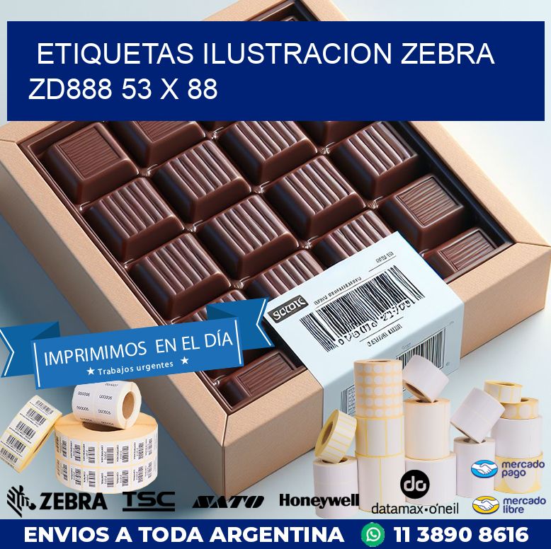 ETIQUETAS ILUSTRACION ZEBRA ZD888 53 x 88