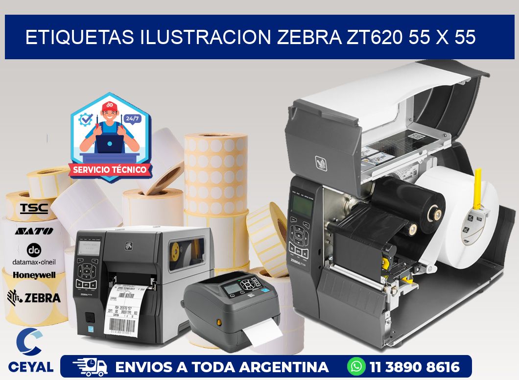 ETIQUETAS ILUSTRACION ZEBRA ZT620 55 x 55