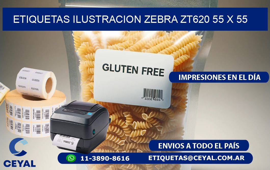 ETIQUETAS ILUSTRACION ZEBRA ZT620 55 x 55