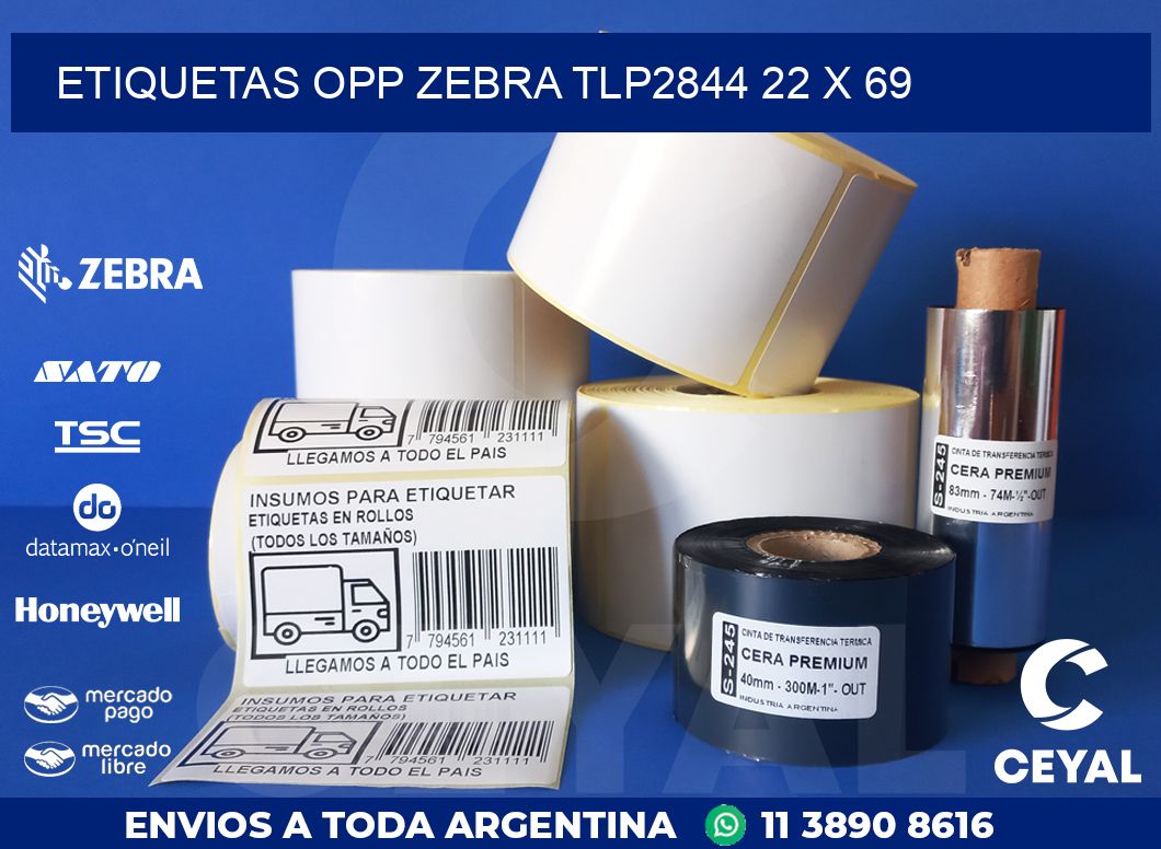 ETIQUETAS OPP ZEBRA TLP2844 22 x 69