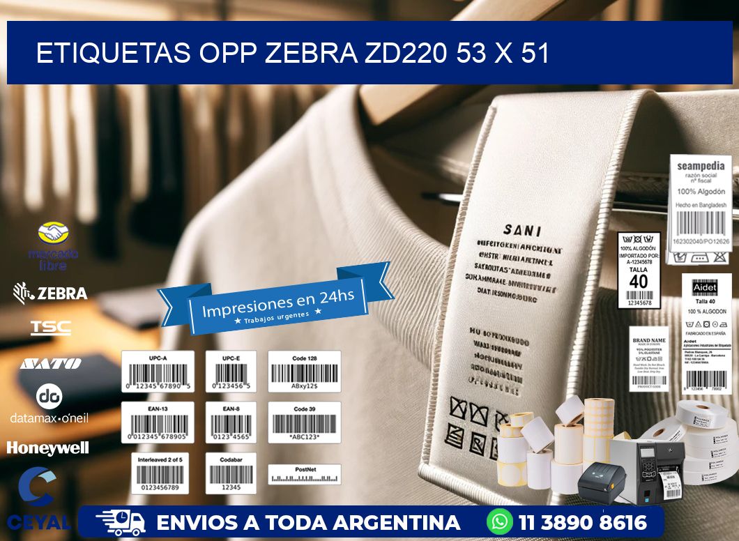 ETIQUETAS OPP ZEBRA ZD220 53 x 51