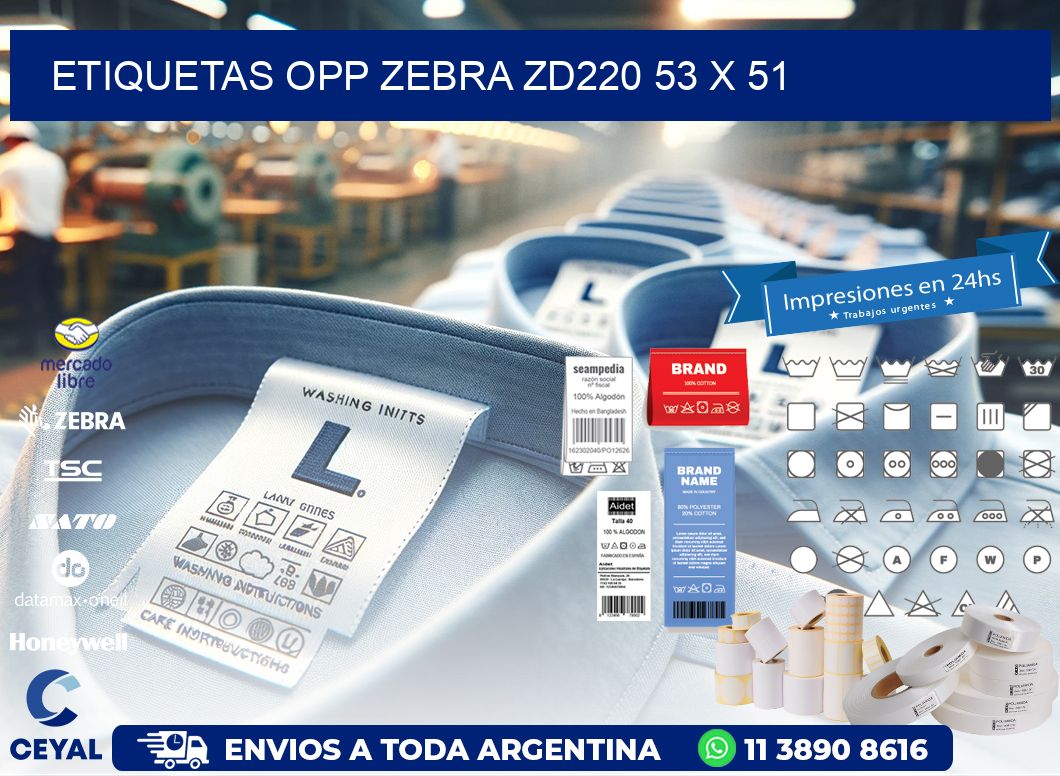 ETIQUETAS OPP ZEBRA ZD220 53 x 51
