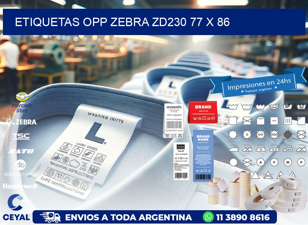 ETIQUETAS OPP ZEBRA ZD230 77 x 86