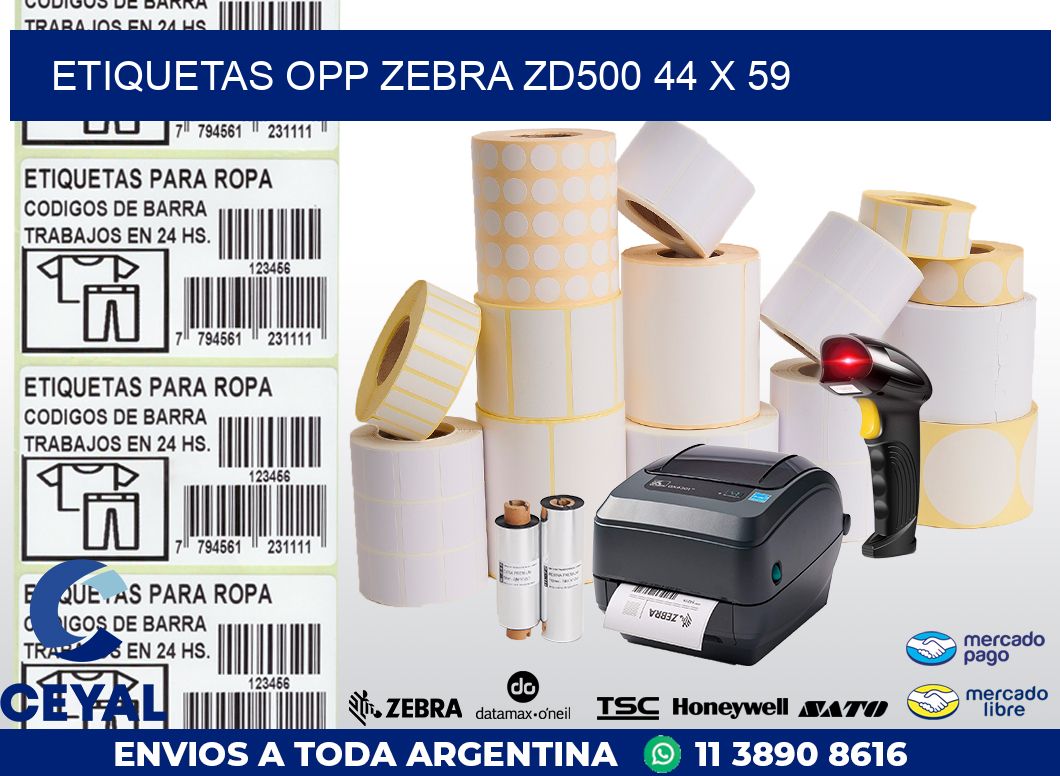 ETIQUETAS OPP ZEBRA ZD500 44 x 59