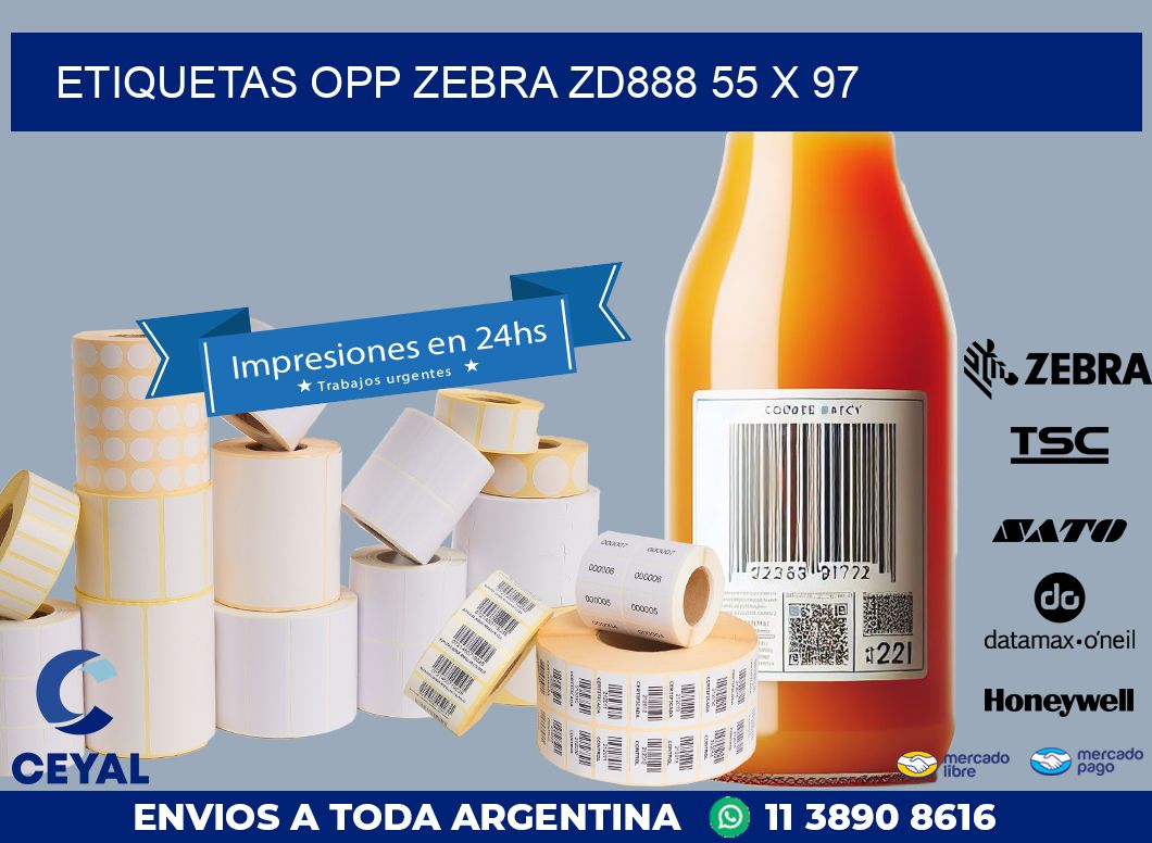 ETIQUETAS OPP ZEBRA ZD888 55 x 97