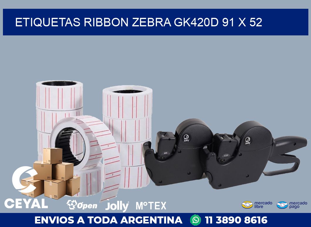 ETIQUETAS RIBBON Zebra GK420D 91 x 52
