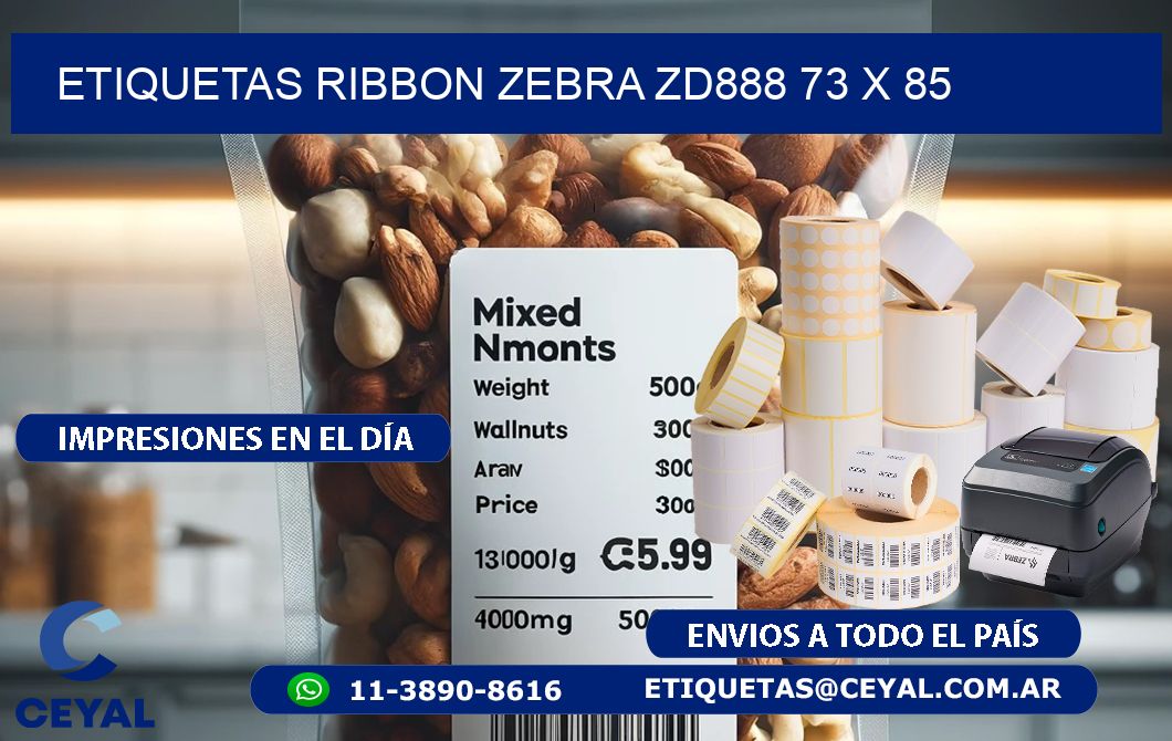 ETIQUETAS RIBBON Zebra ZD888 73 x 85