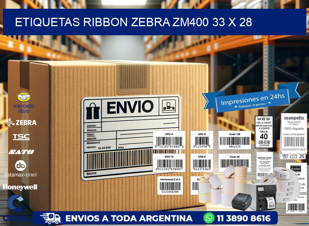ETIQUETAS RIBBON Zebra ZM400 33 x 28