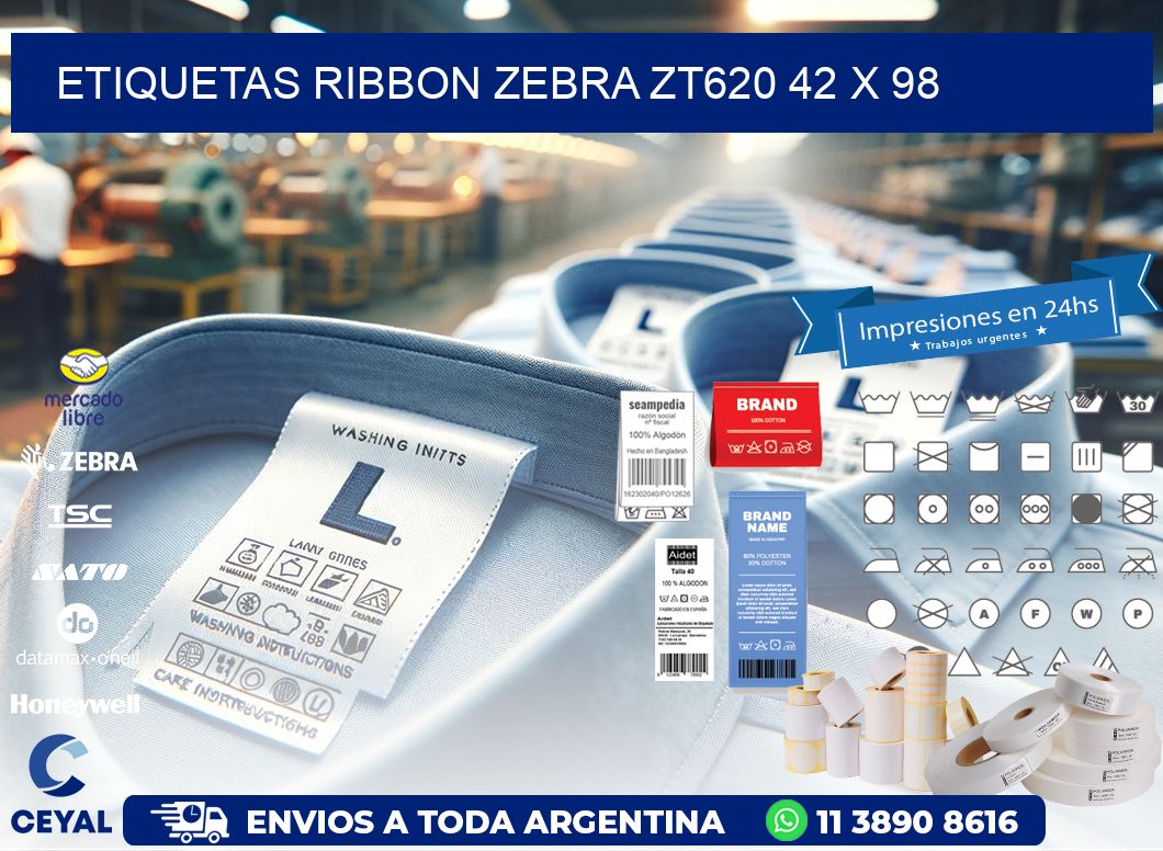 ETIQUETAS RIBBON Zebra ZT620 42 x 98