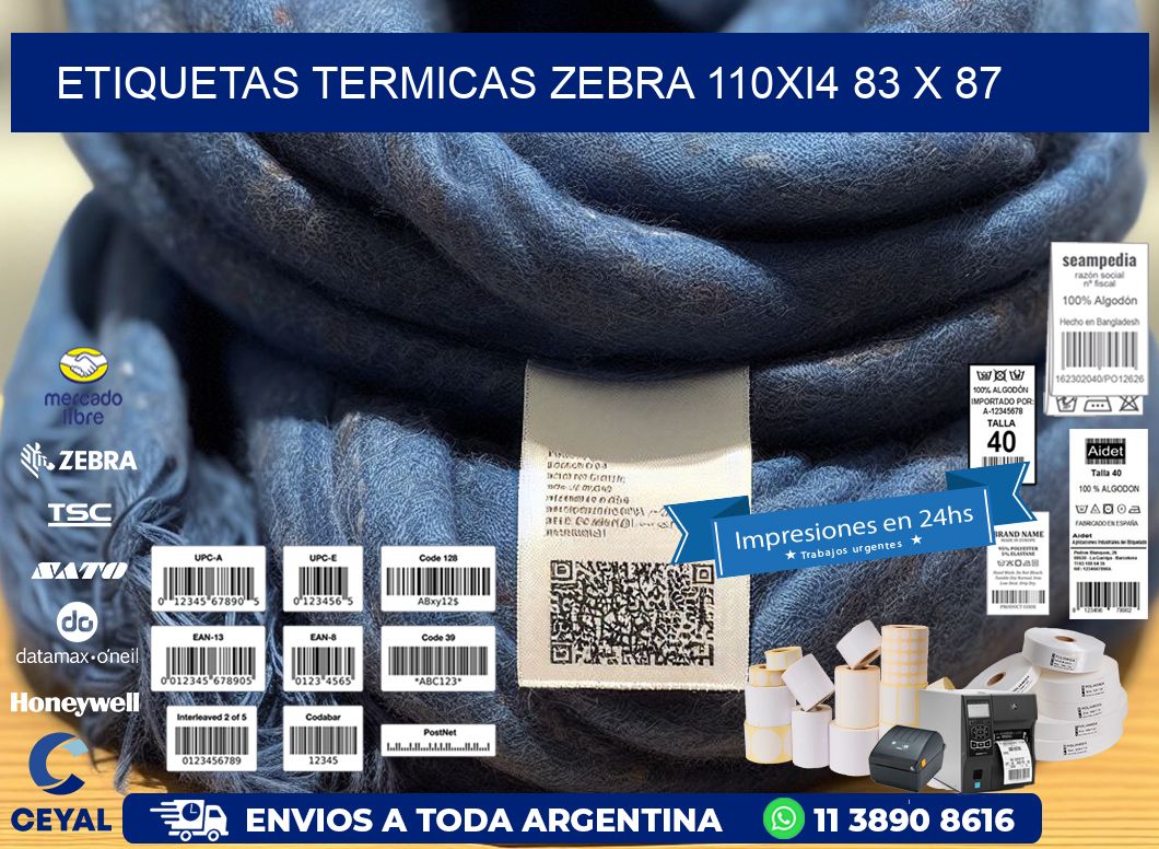 ETIQUETAS TERMICAS ZEBRA 110Xi4 83 x 87