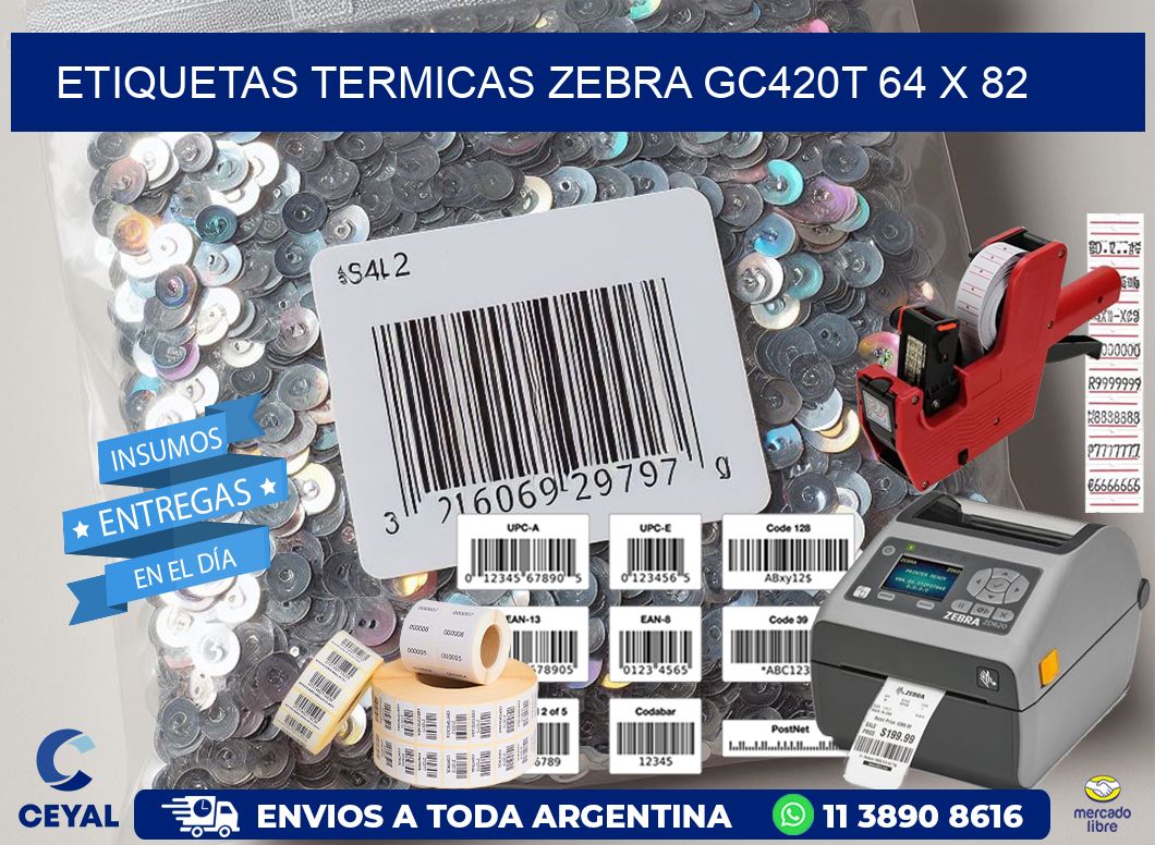 ETIQUETAS TERMICAS ZEBRA GC420T 64 x 82