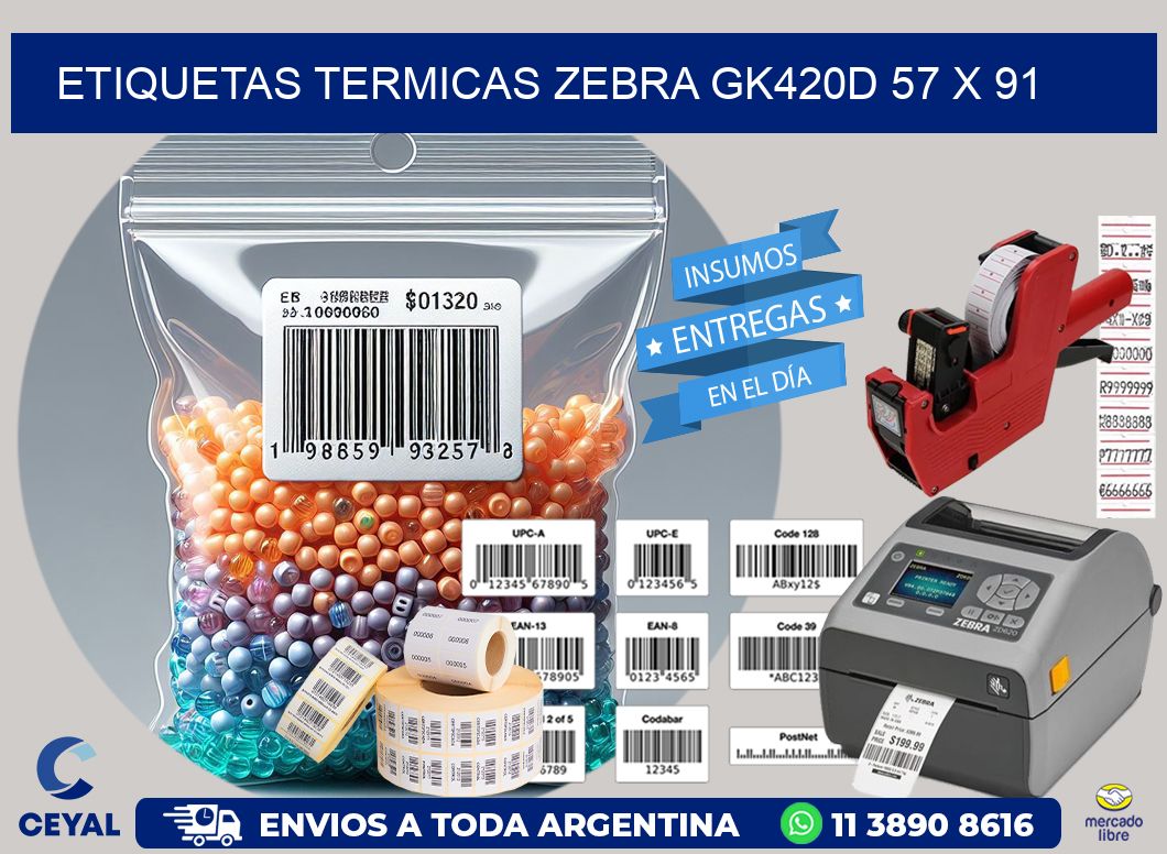 ETIQUETAS TERMICAS ZEBRA GK420D 57 x 91