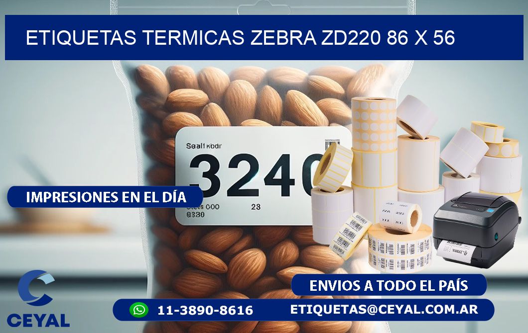 ETIQUETAS TERMICAS ZEBRA ZD220 86 x 56