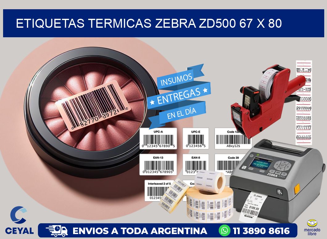 ETIQUETAS TERMICAS ZEBRA ZD500 67 x 80