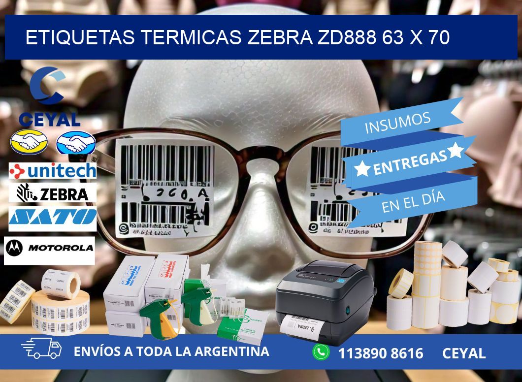 ETIQUETAS TERMICAS ZEBRA ZD888 63 x 70