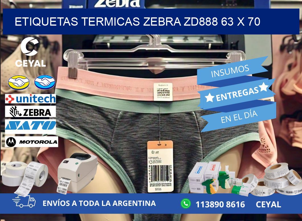 ETIQUETAS TERMICAS ZEBRA ZD888 63 x 70