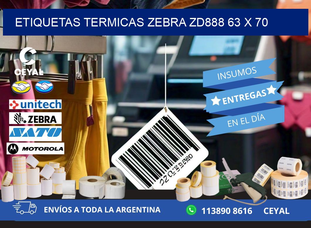 ETIQUETAS TERMICAS ZEBRA ZD888 63 x 70