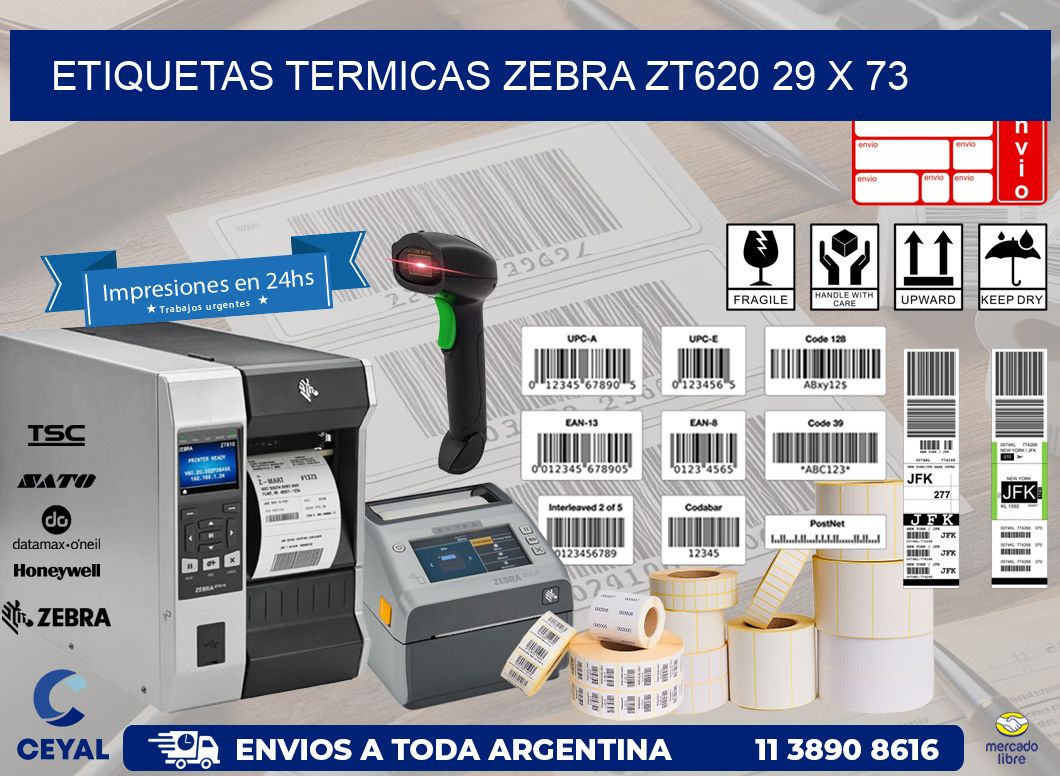 ETIQUETAS TERMICAS ZEBRA ZT620 29 x 73