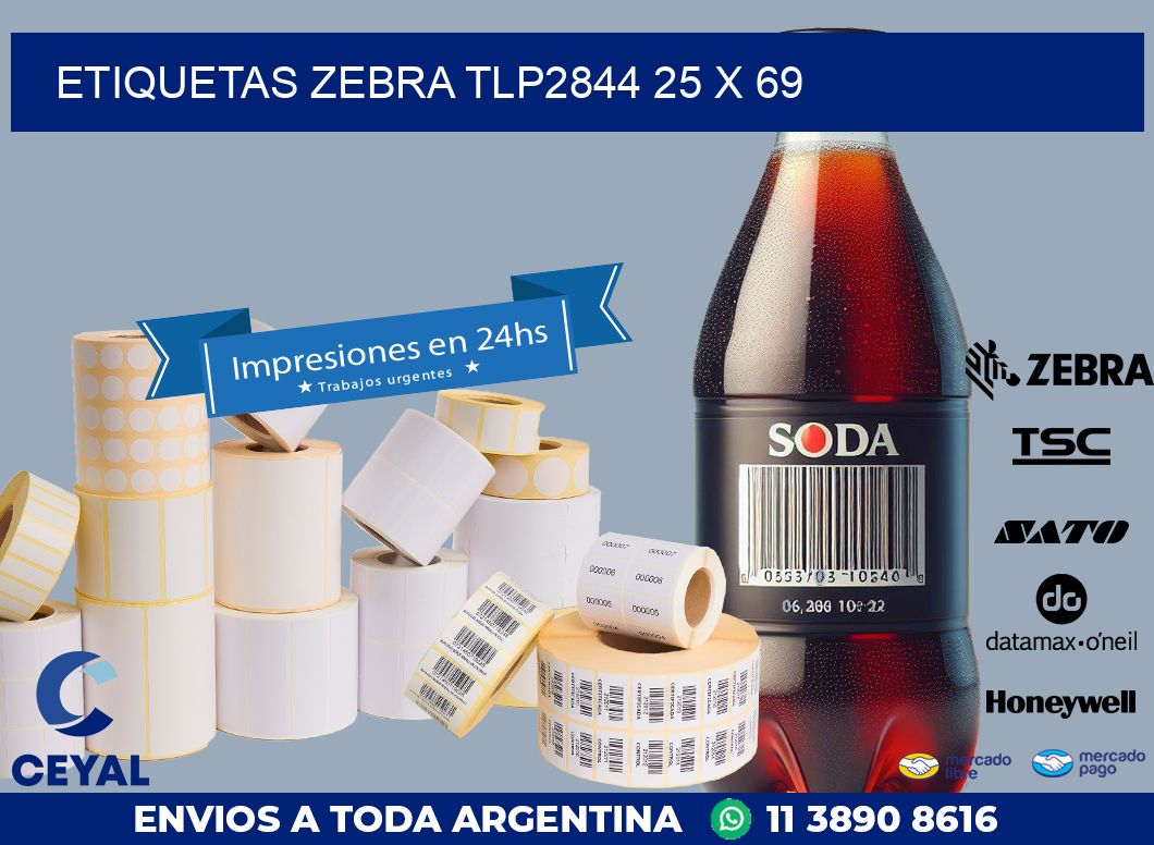 ETIQUETAS Zebra TLP2844 25 x 69